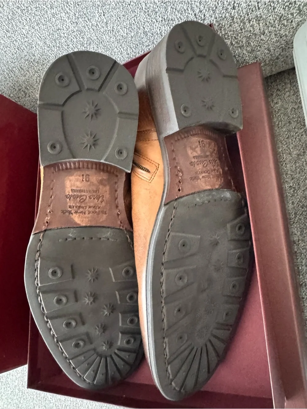 To Boot New York Tan Leather Boots with Brown Patina Size 9.5